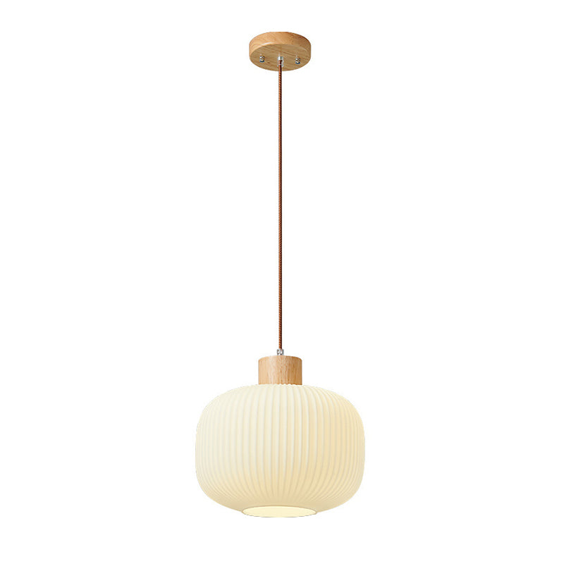 Muto Modern Wood/Glass Pendant Light, White - Lamp Copper