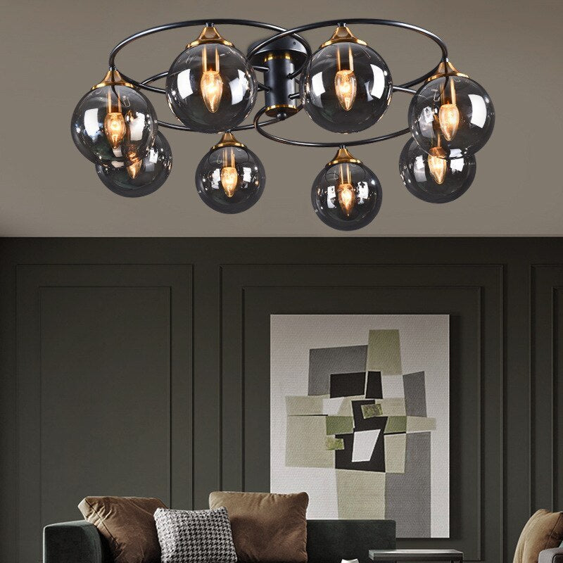 Valentina Nordic Bubble Glass Ceiling Light, Gray/Amber - Lamp Copper