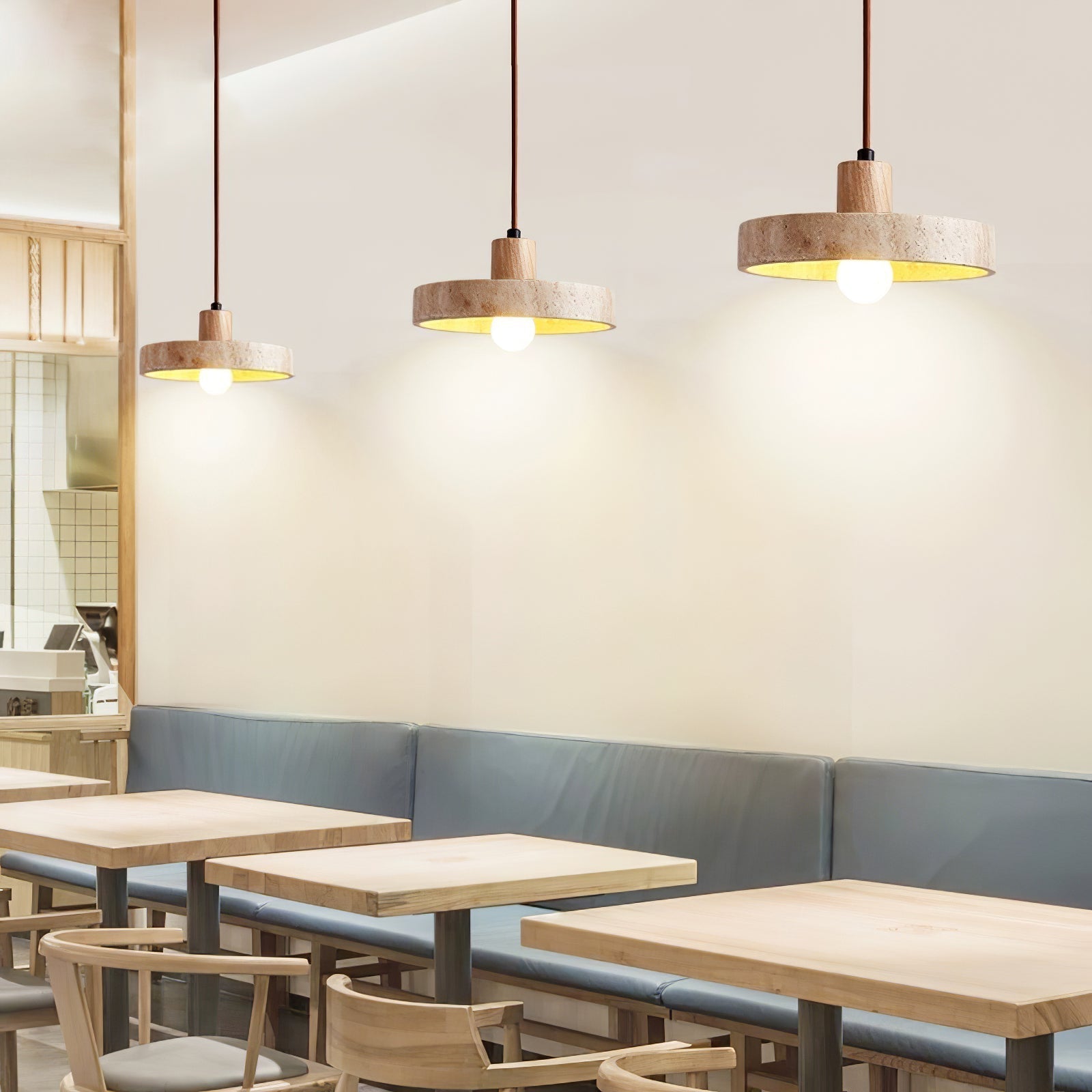 Evvynor Travertine Pendant Light - Lamp Copper