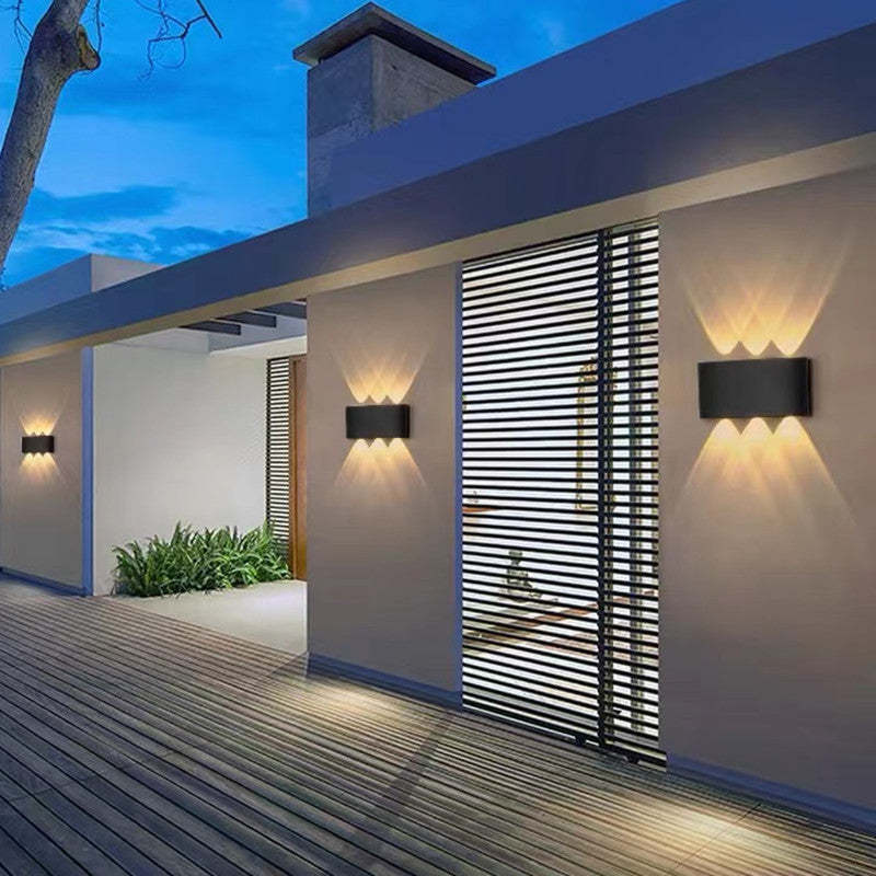 Tronix Modern Rectangular Metal Outdoor Wall Lamp, Black/White, Water-wave - Lamp Copper