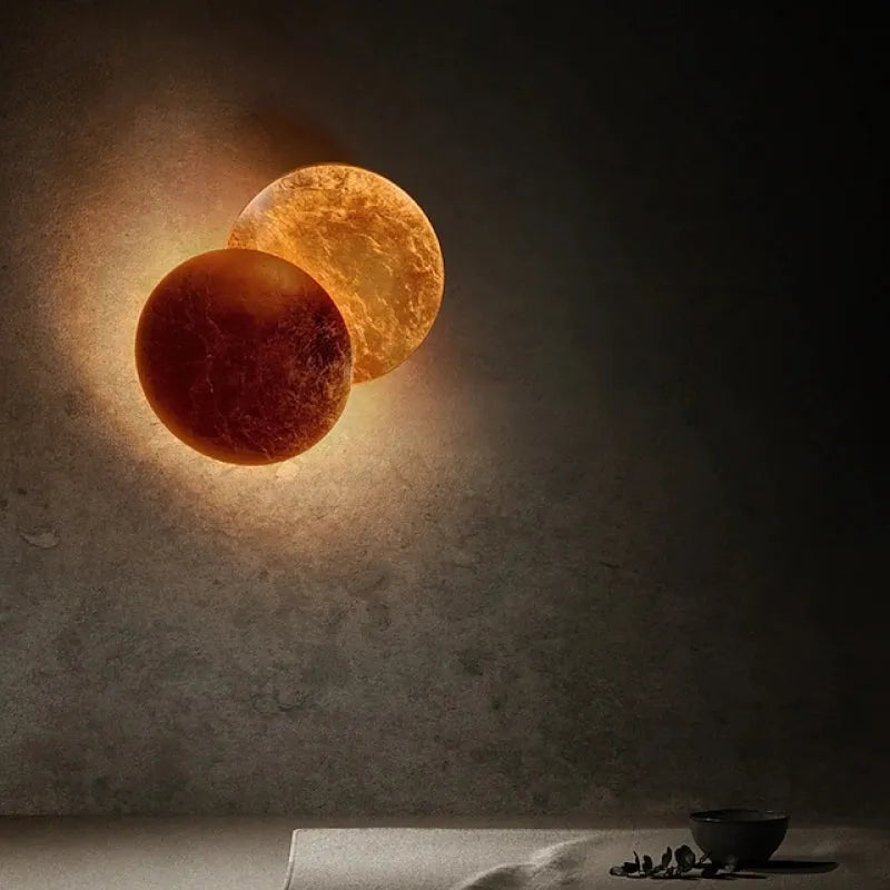 Arisha Modern Minimalist Round Moon Eclipse Wall Lamp - Lamp Copper
