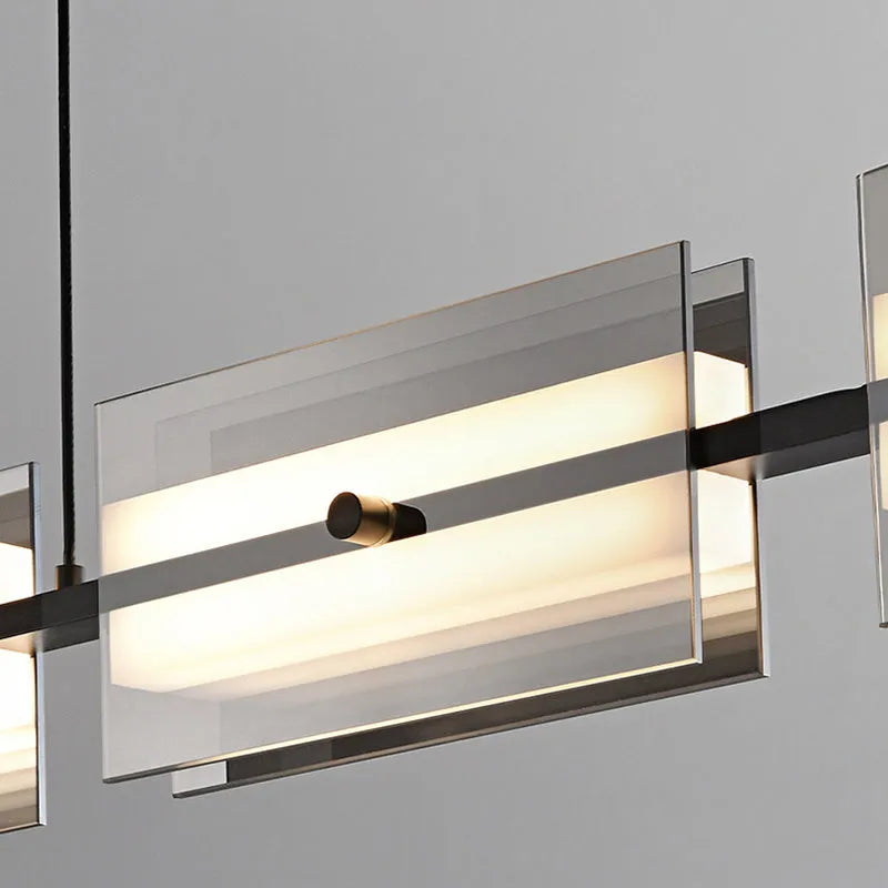 Arisha Modern Nordic Linear Copper/Glass Pendant Light, Brass/Black - Lamp Copper