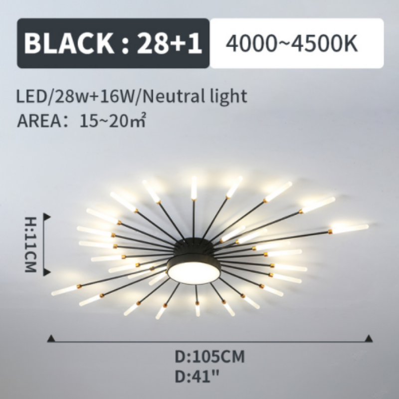 Wesley Modern Home Decoration Fireworks LED Ceiling Light - Lamp Copper