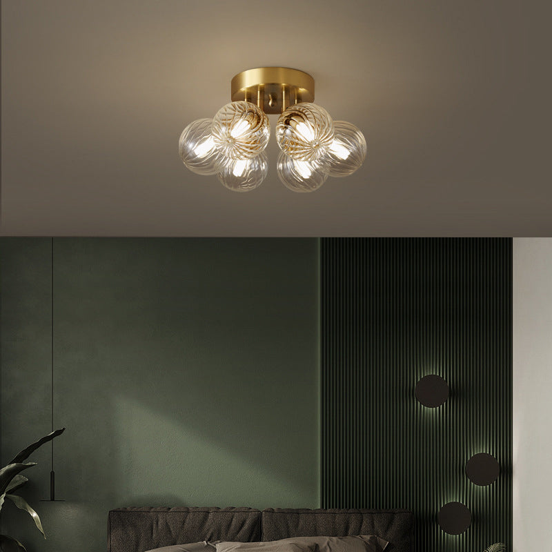 Valentina Modern Clear Bubble Glass Ceiling Light - Lamp Copper