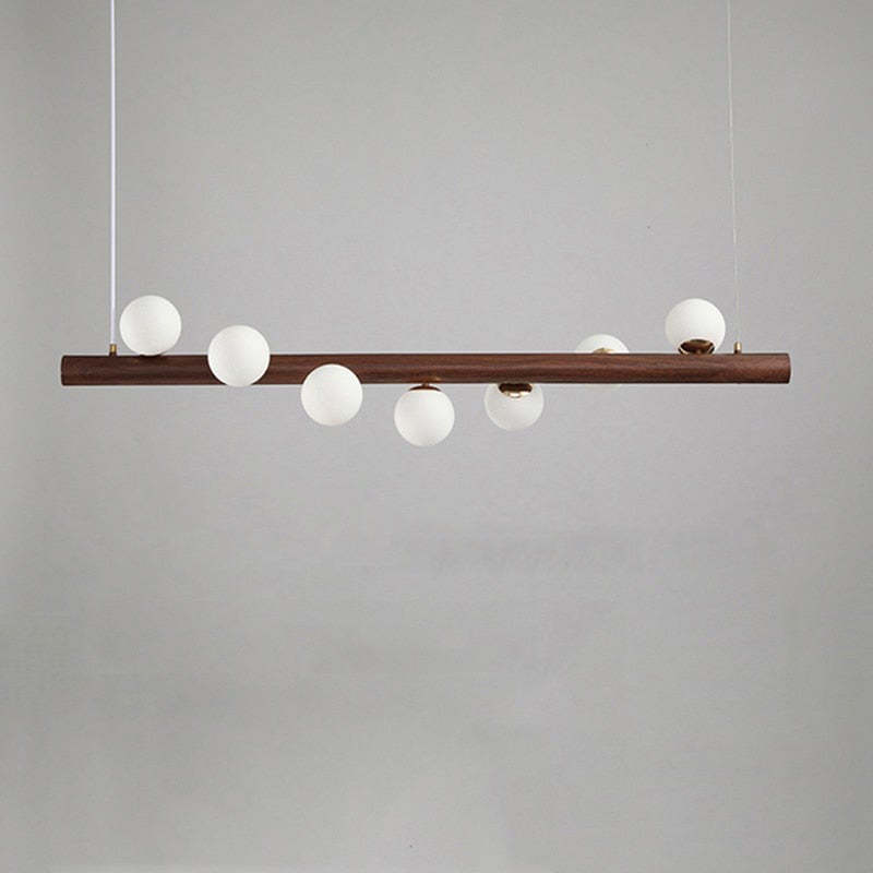Valentina Glass Bubble Pendant Light Wood/Walnut - Lamp Copper