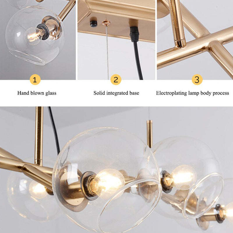 Valentina Modern Glass Globe Bubble Pendant Light Black/Gold - Lamp Copper