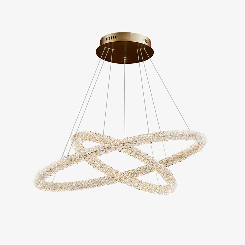 Kristy Art Deco Chandelier, Metal & Crystal, 1/2/3 Ring - Lamp Copper