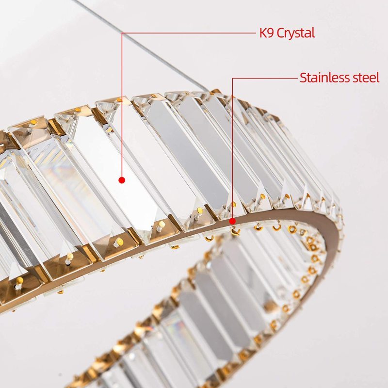 Kristy Elegant Round Crystal Chandelier, Clear - Lamp Copper