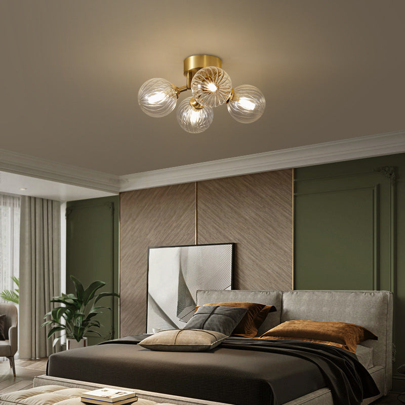 Valentina Modern Clear Bubble Glass Ceiling Light - Lamp Copper