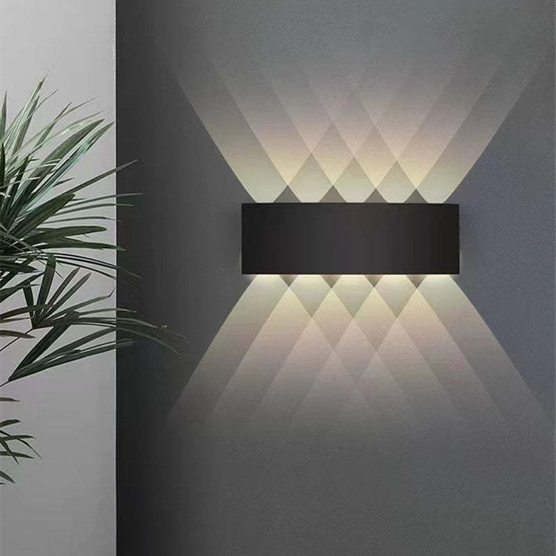 Tronix Modern Rectangular Metal Outdoor Wall Lamp, Black/White, Water-wave - Lamp Copper