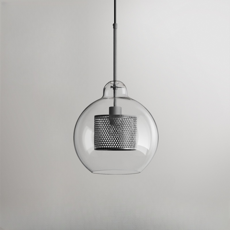 Hessa Contemporary Golden Pendant Light, Glass, Globe/Cylindric - Lamp Copper
