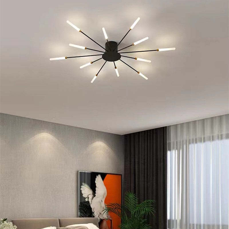 Wesley Flush-Mount Ceiling Light Fireworks, Black/Gold - Lamp Copper