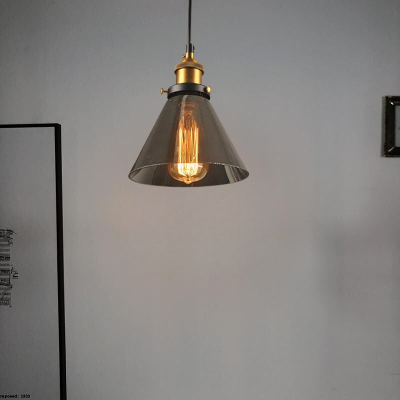 June Industrial Glass Pendant Light Clear/Amber/Smoke Grey - Lamp Copper