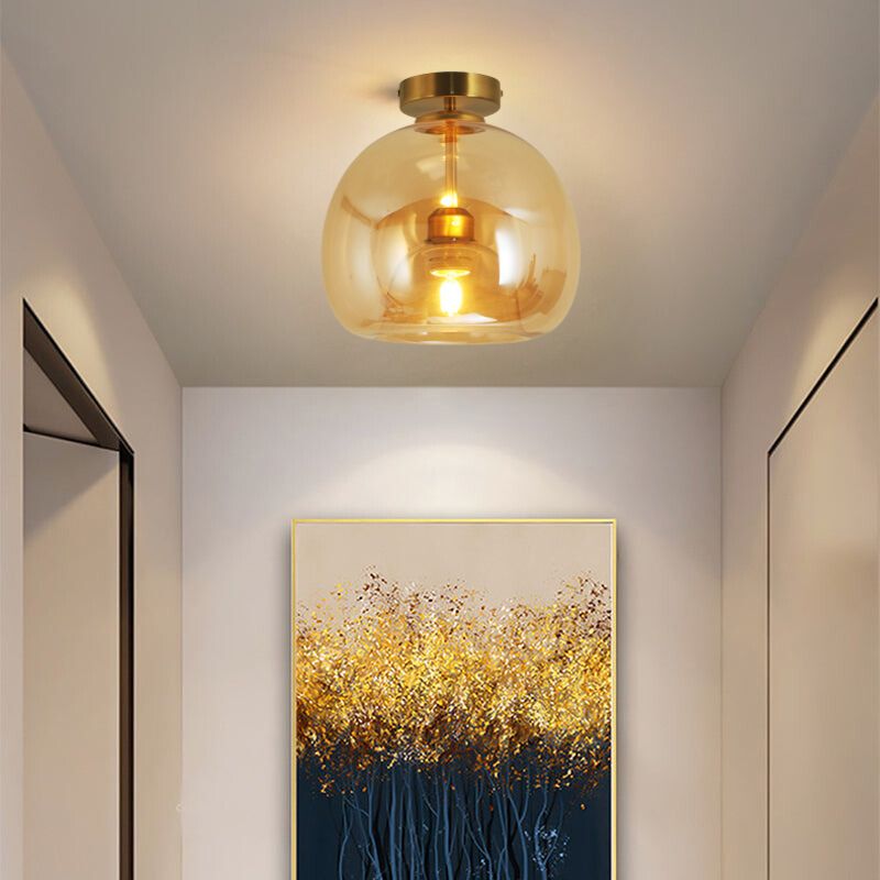 Rhea Glass Semi-Flush Mount Ceiling Light/Pendant Light - Lamp Copper