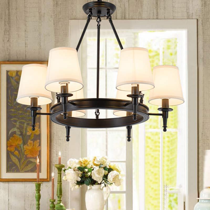 Silva vintage Ring Metal/Fabric Chandelier, Black/Copper - Lamp Copper