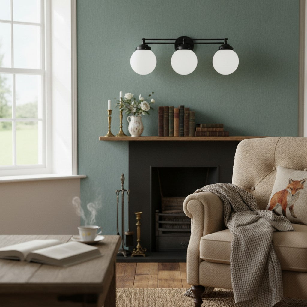 Pearl Wall Sconce Milk Glass Antique Brass  for  Bedroom