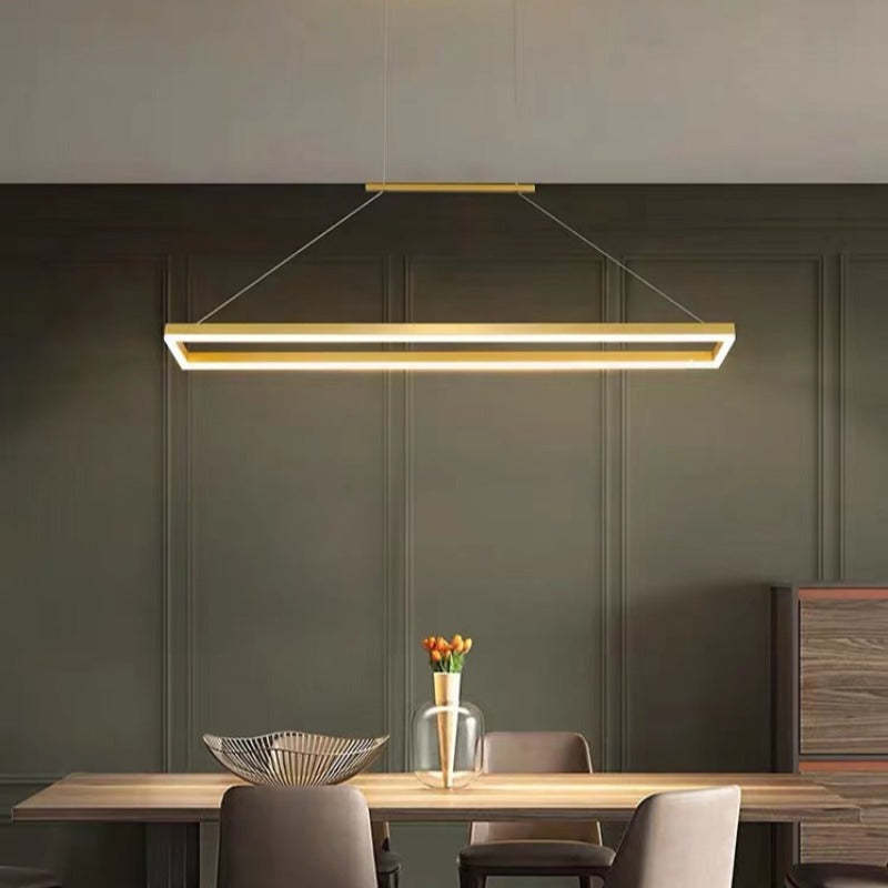 Gloen Modern Rectangular Hanging Pendant Light, Gold/Coffee - Lamp Copper