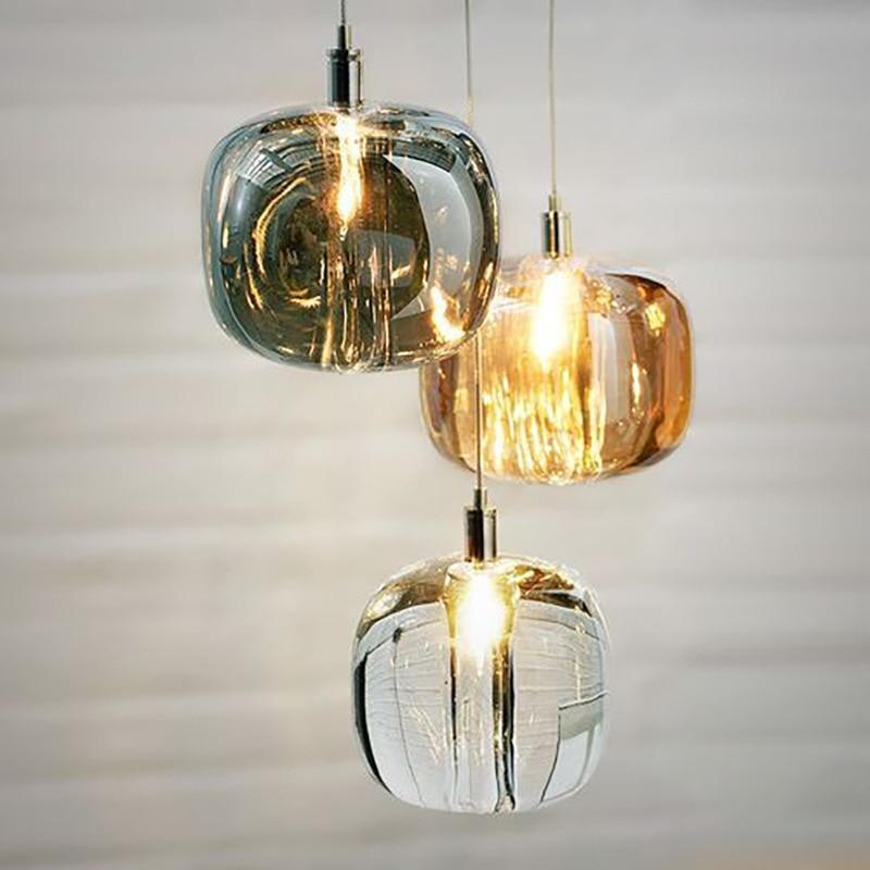 Valentina Modern Bubble Glass LED Pendant Light, Amber/Clear/Gray - Lamp Copper