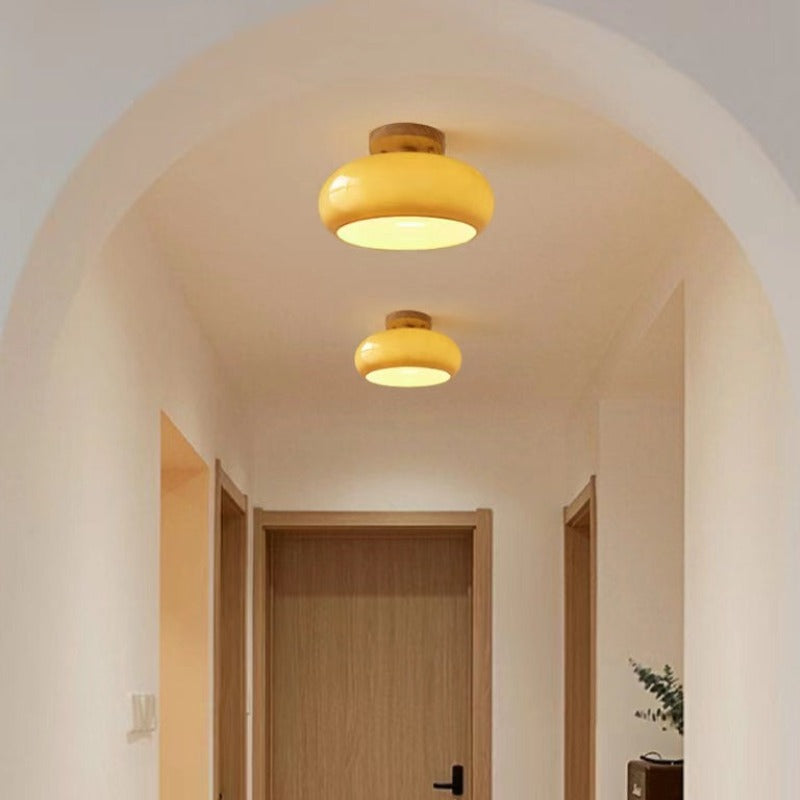 Charlotte Flush Mount Ceiling Light Wood - Lamp Copper