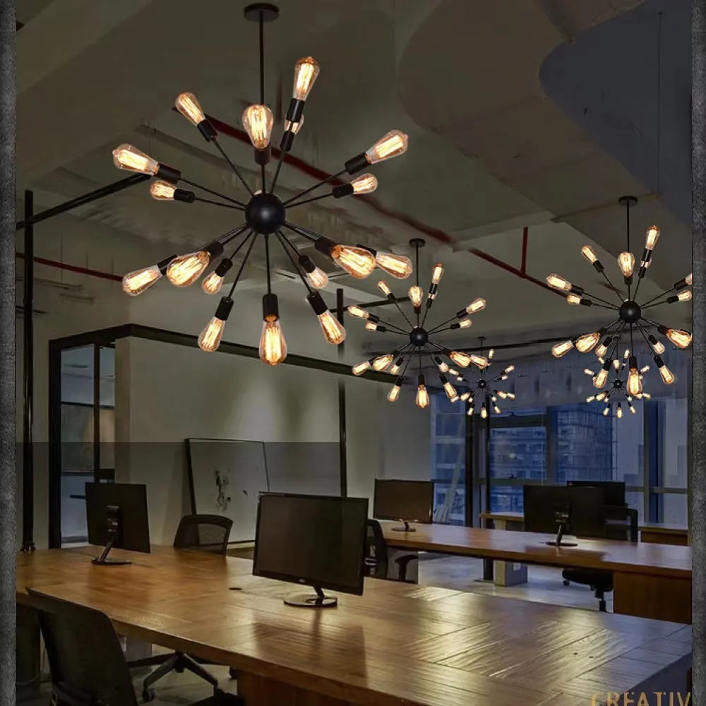 Austin Industrial Chandelier Black Restaurant Dining Room Metal - Lamp Copper