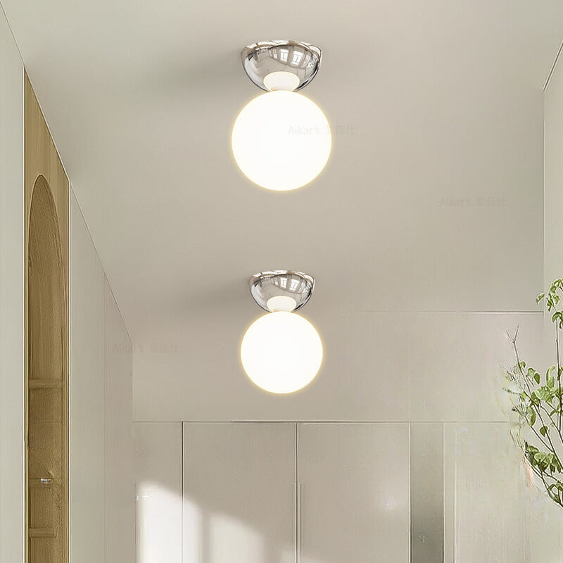 Valentina Modern Flush Mount Ceiling Light Metal Glass Bedroom - Lamp Copper