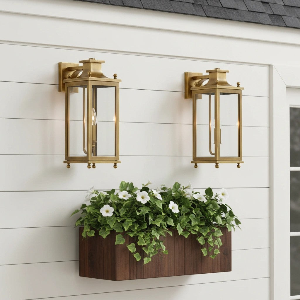 Guard  Wall Lamp  Brass Glass Outdoor