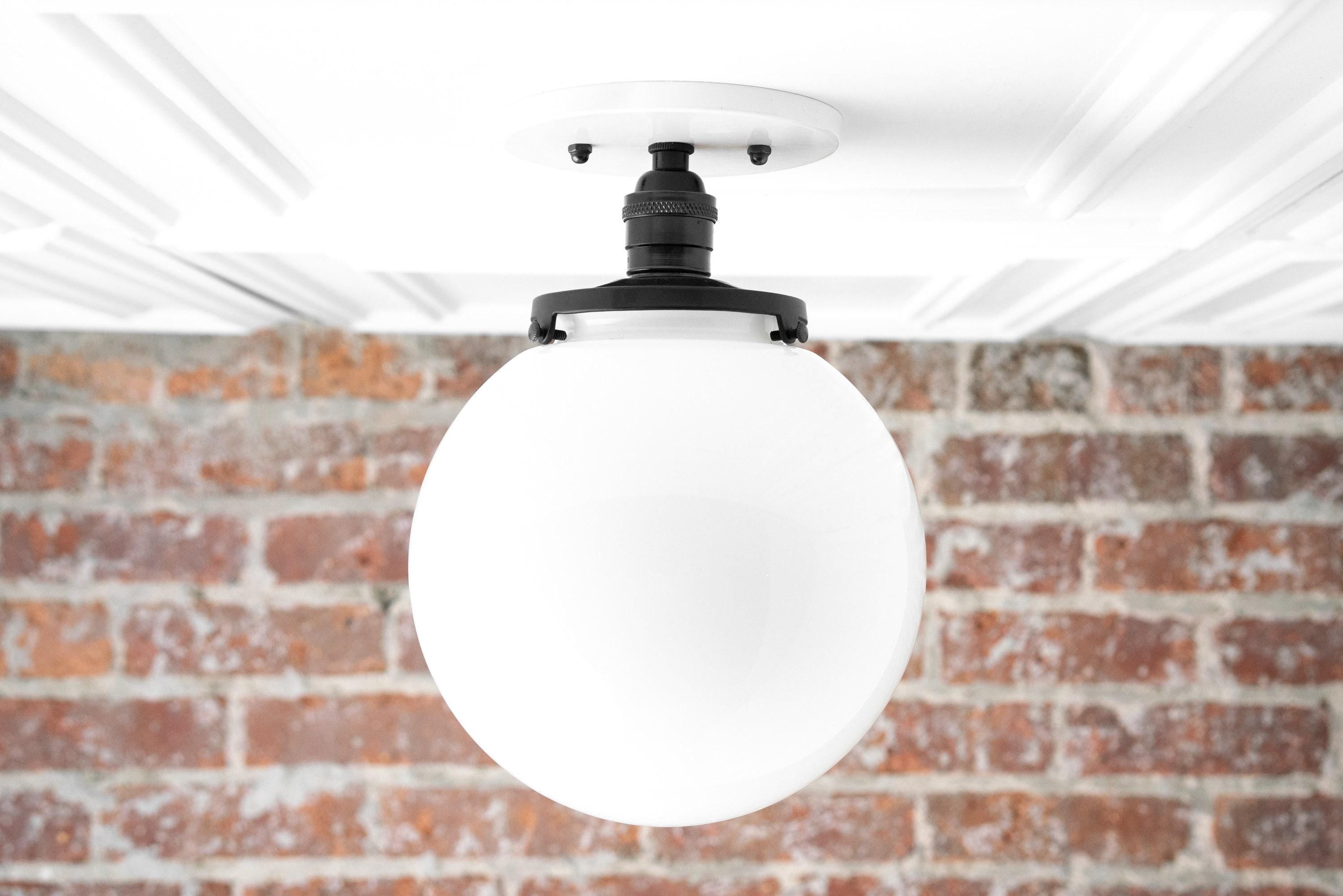 Pearl Glass Mid Century Flush Ceiling Light