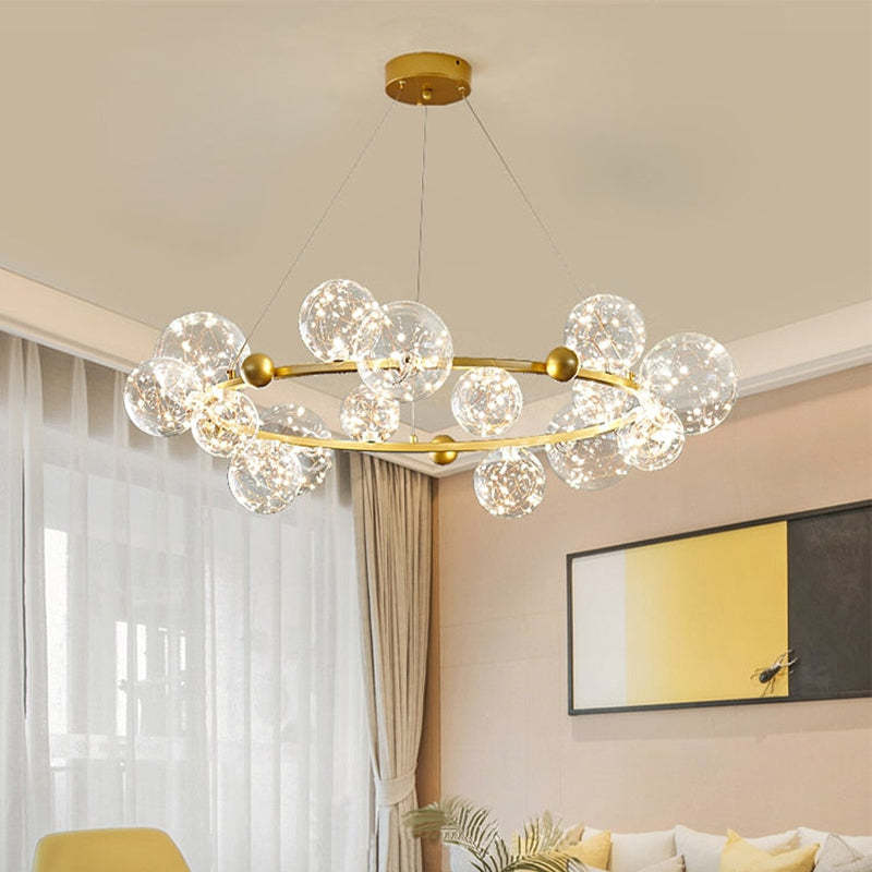 Valentina Art Deco Luminous Sphere Cluster Glass Pendant Light - Lamp Copper