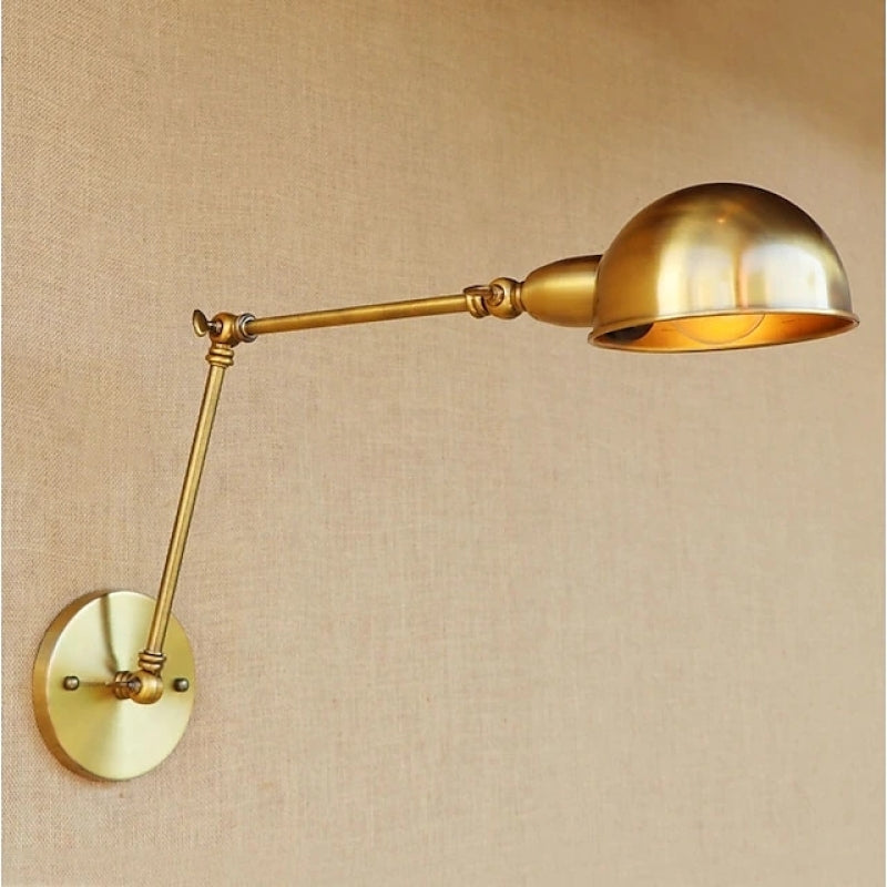 Epoch Vintage Semi-sphere Metal Swing Arm Foldable Wall Lamp, Bronze - Lamp Copper