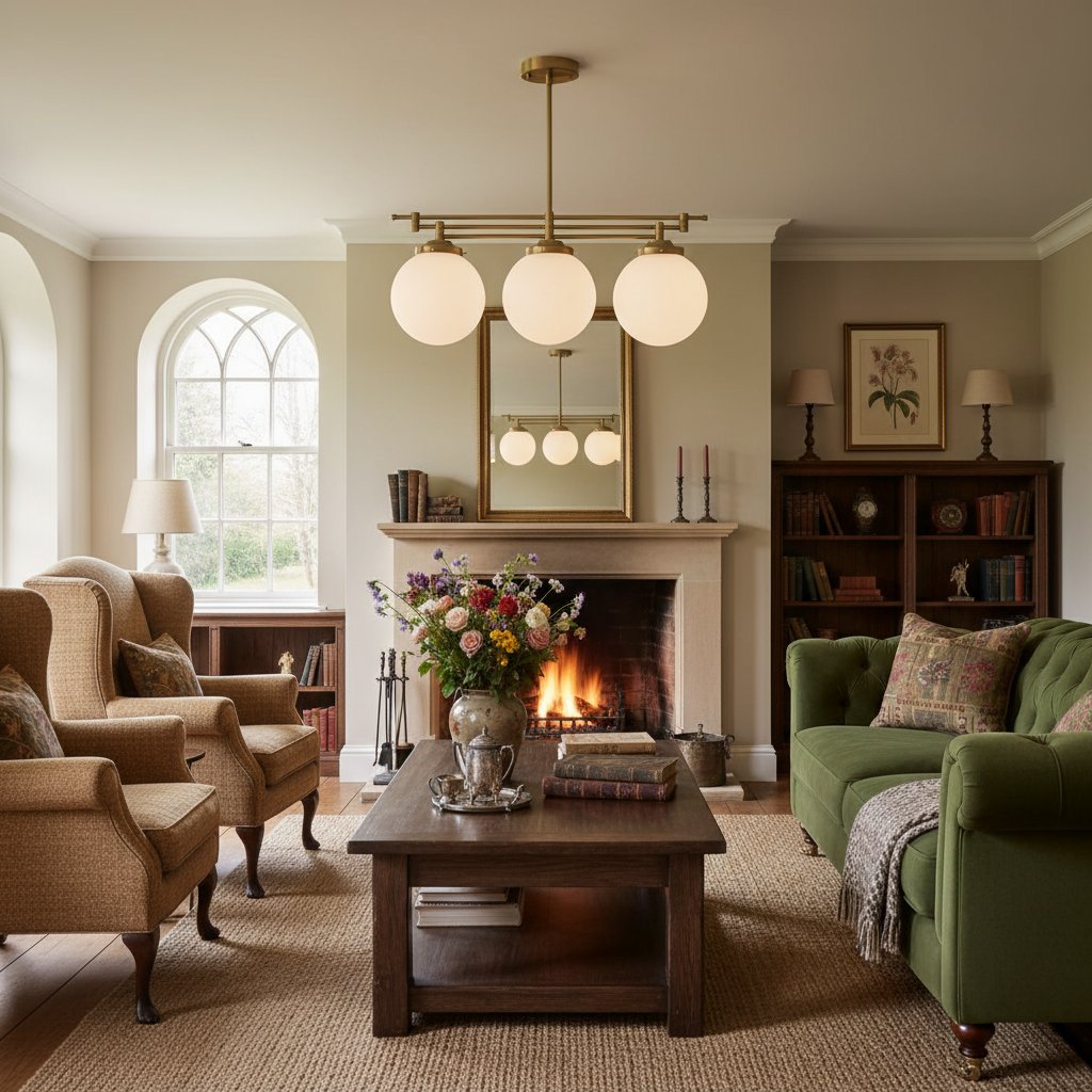 Pearl Brass Globe Pendant Light Living Room
