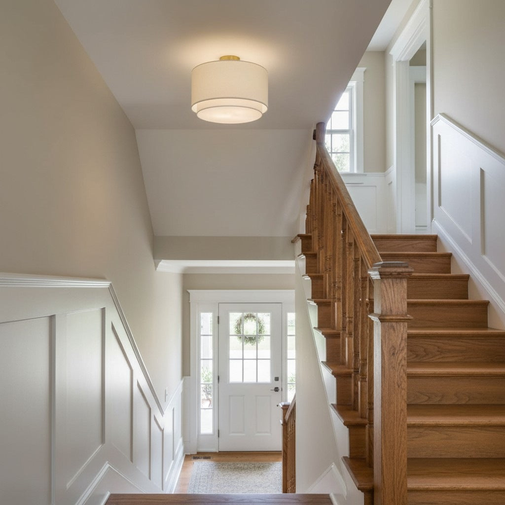 Rowan Fabric Contemporary Flush Mount Ceiling Light Hallway