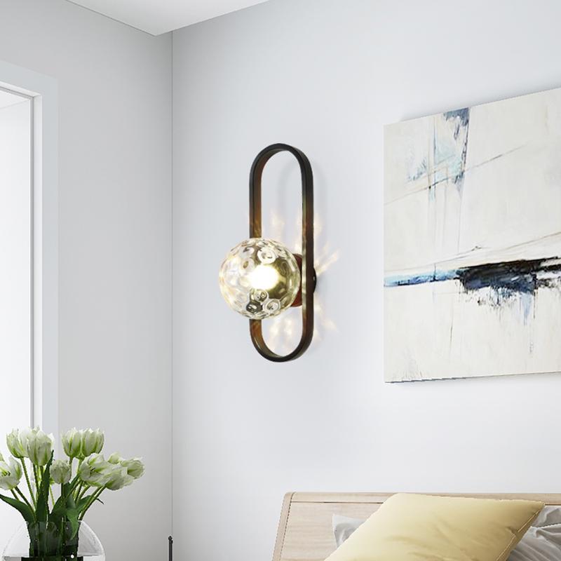 Valentina Modern Globe Bedside Wall Lamp Mount for Bedroom & Reading Room, Gold/Black - Lamp Copper