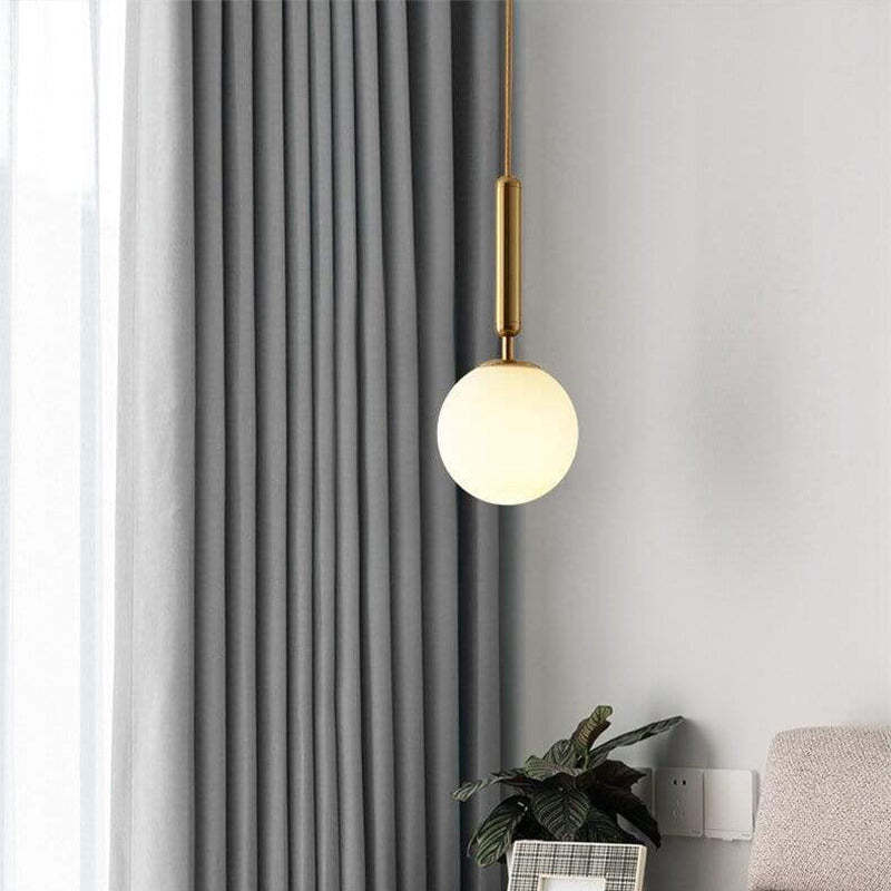 Valentina Modern Glass Ball Pendant Light, White/Clear - Lamp Copper
