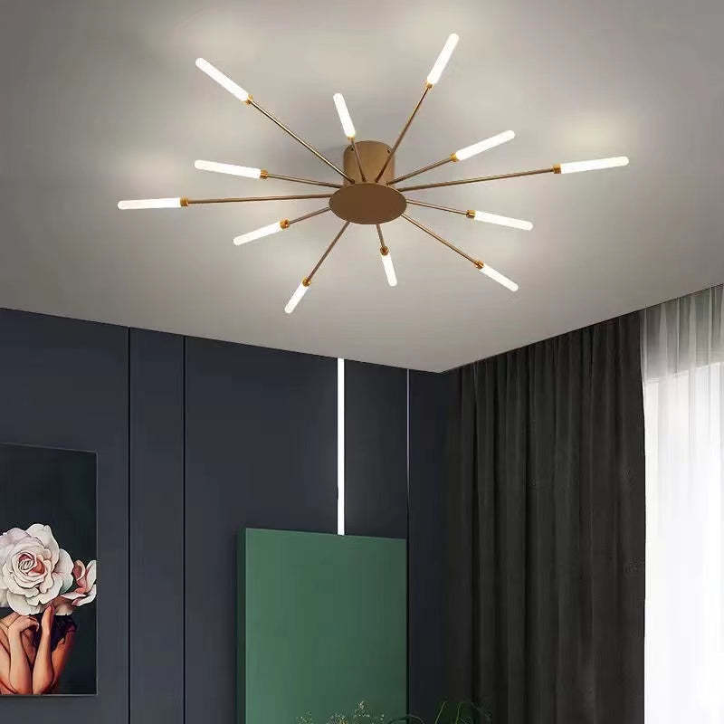 Wesley Flush-Mount Ceiling Light Fireworks, Black/Gold - Lamp Copper
