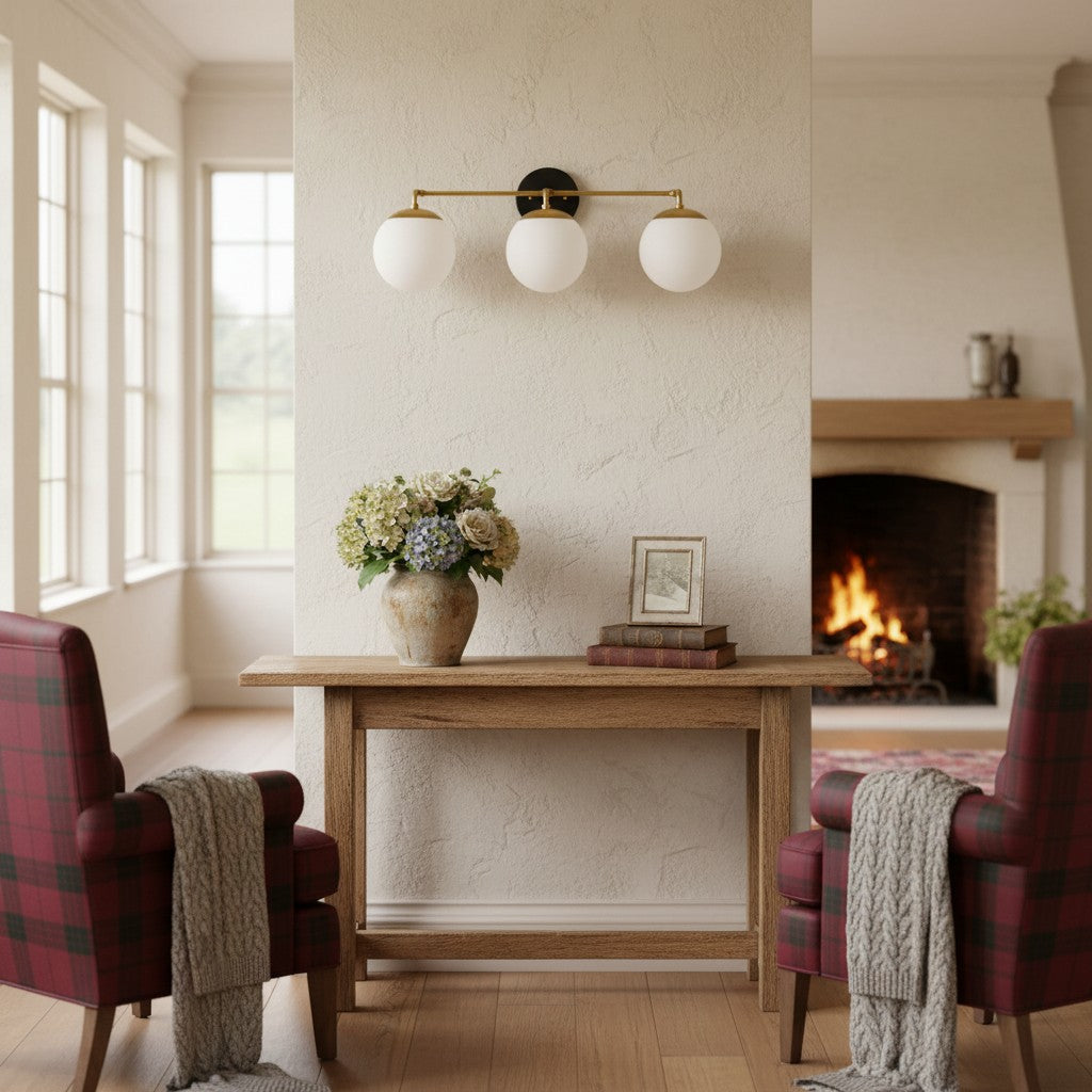 Pearl 2/3-Light Wall Sconce Milk Glass Hallway