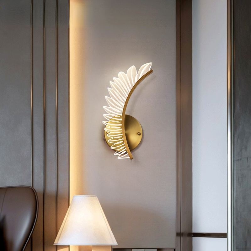 Kristy Modern Crystal Wall Lamp Gold Wings Design Sconce for Bedroom - Lamp Copper