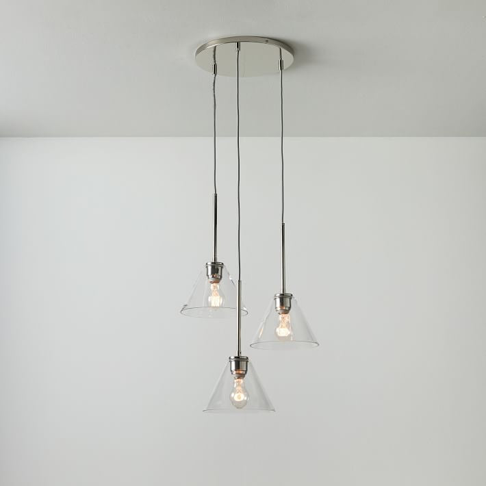 Cone 3-Light Brass Chandelier