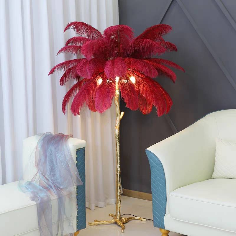 O'Moore Nordic Luxury Unique Ostrich Feather Floor Lamp/Table Lamp - Lamp Copper