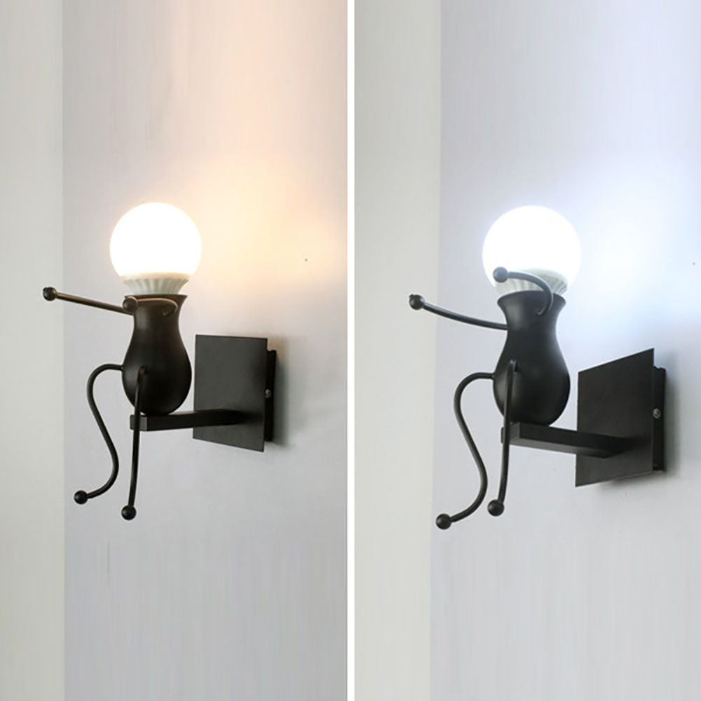 Arisha Modern Decorative Man Metal Wall Lamp, White/Black - Lamp Copper