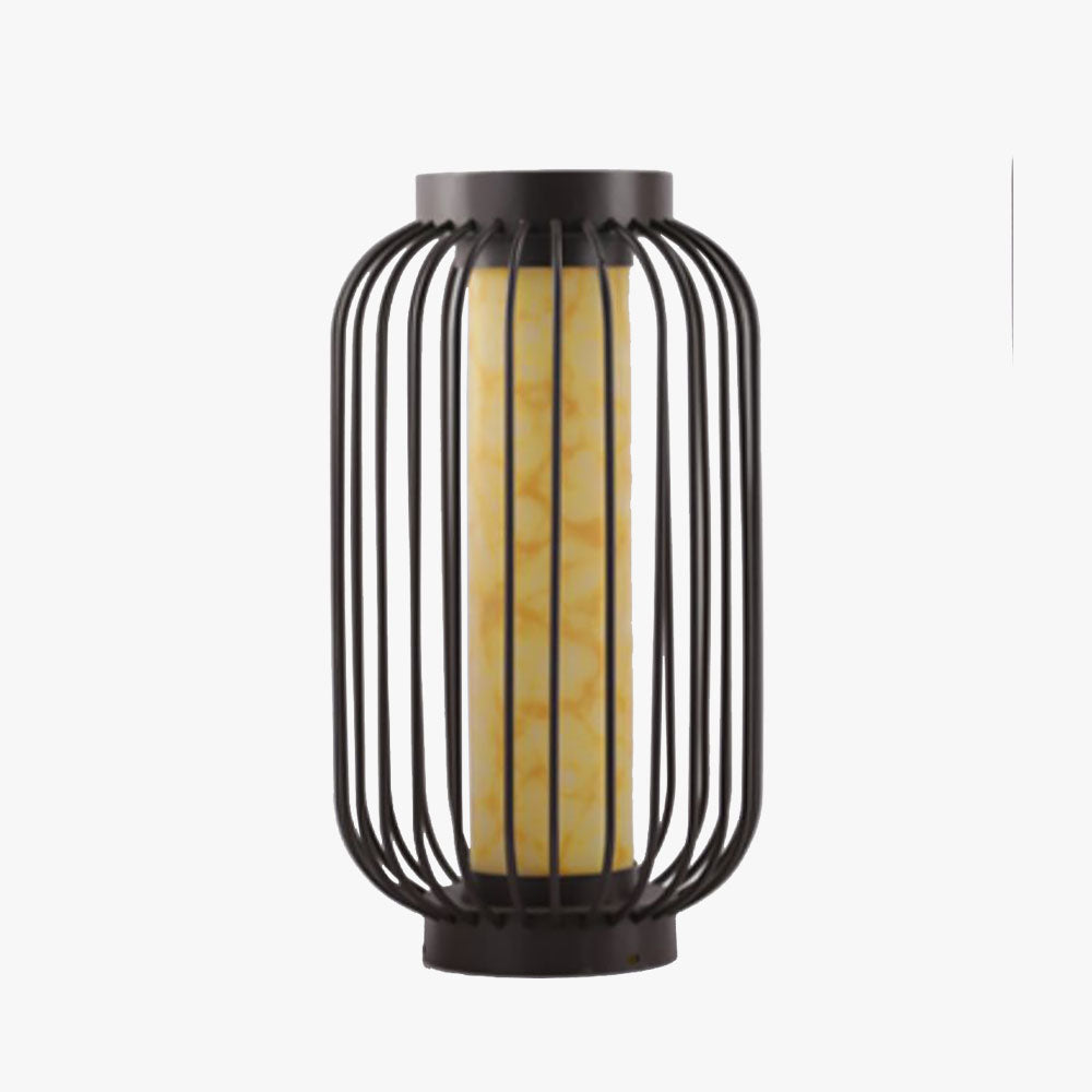 Ray Lantern Solar/Rechargeable Outdoor Floor Lamp, Brown - Lamp Copper