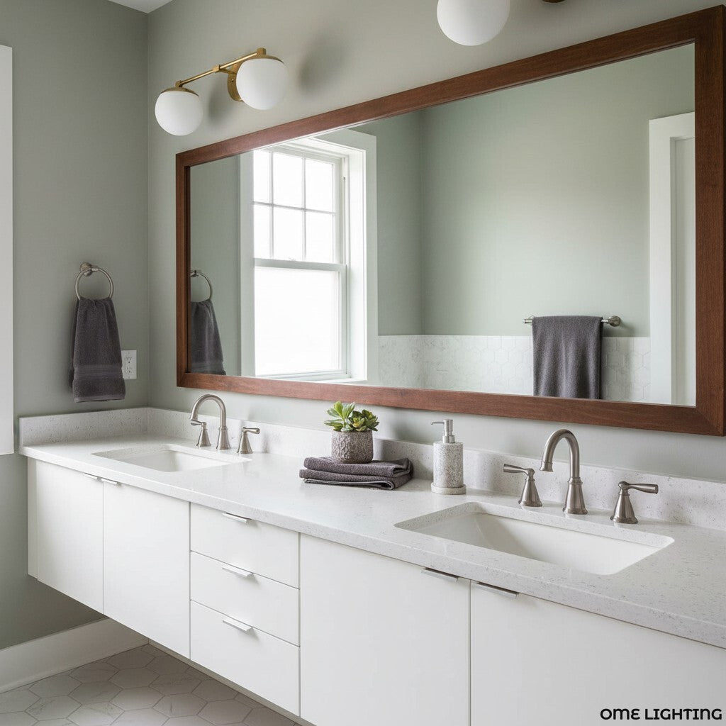 Pearl Milk Glass  Brass Wall Sconce Bathroom