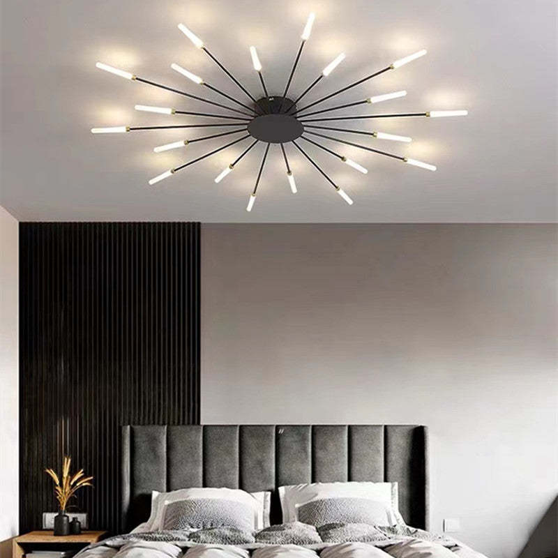Wesley Flush-Mount Ceiling Light Fireworks, Black/Gold - Lamp Copper