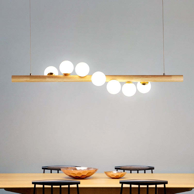 Valentina Glass Bubble Pendant Light Wood/Walnut - Lamp Copper
