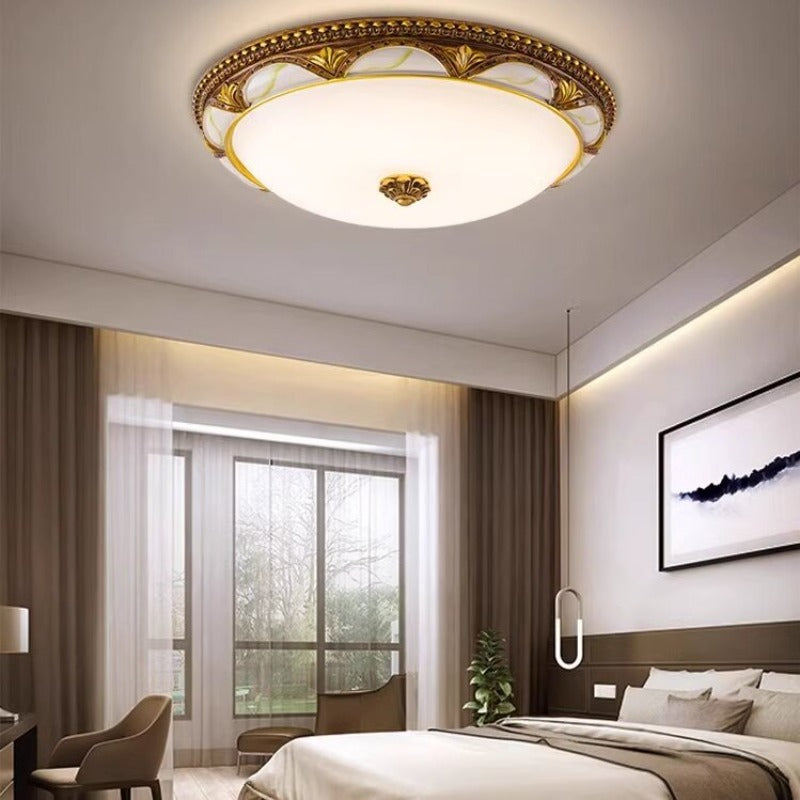 Epoch Floral Retro Antique Brass Flush Mount Ceiling Light - Lamp Copper