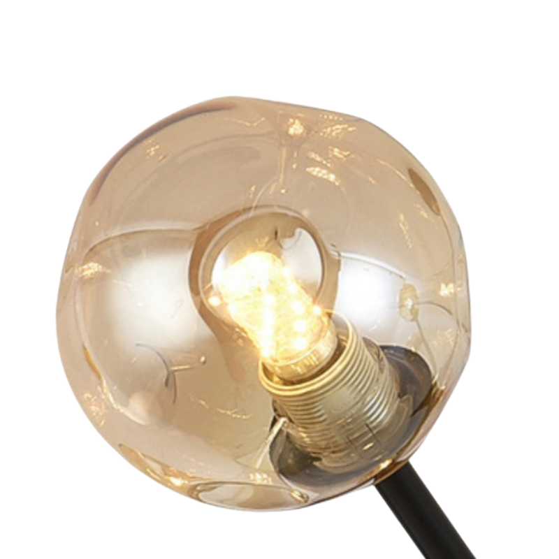 Valentina Art Deco Glass Bubble Chandelier, Amber - Lamp Copper