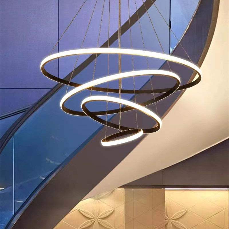 Zin Modern Ring Pendant Light, 2/3/4 Rings - Lamp Copper