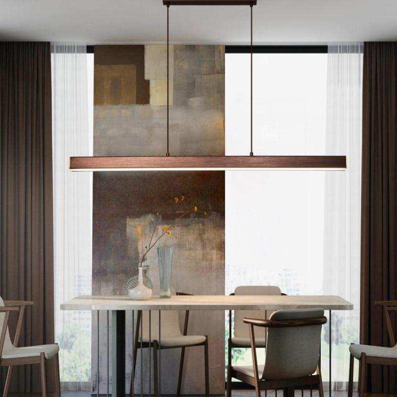 Thala Modern Linear Metal LED Pendant Light Black/Brown - Lamp Copper
