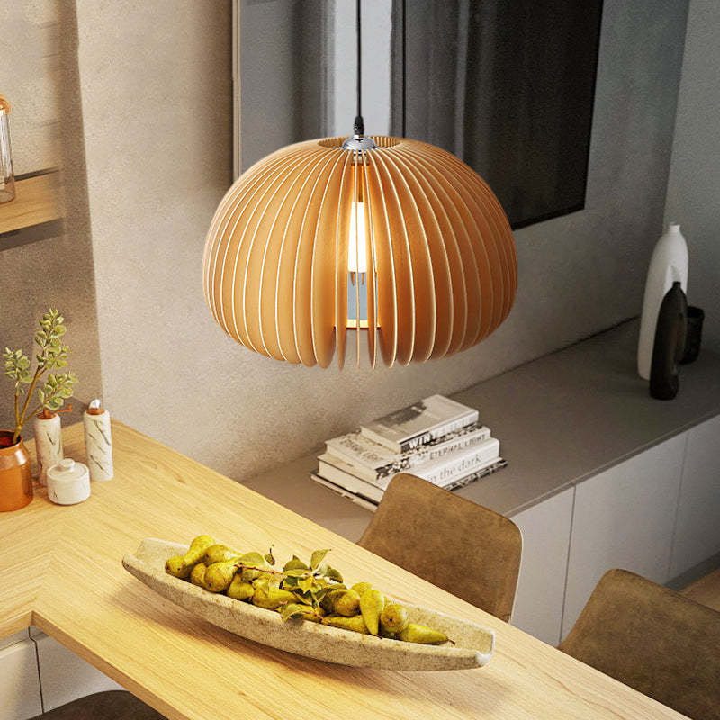 Muto Pumpkin Pendant Light, Wood - Lamp Copper