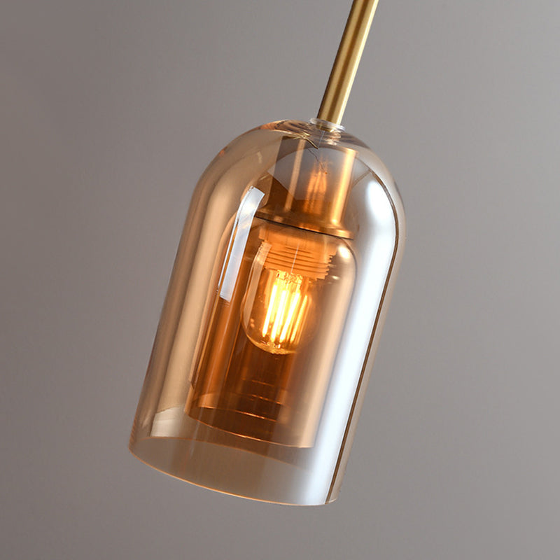 Valentina Modern Cylinder Semi-Flush Mount Clear Glass Ceiling Light, Cognac/Grey - Lamp Copper