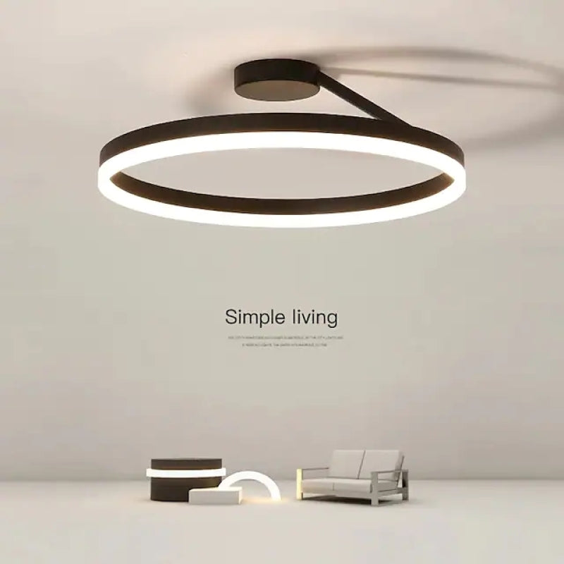 Solen Modern Circle Flush Mount Ceiling Light, Black & White - Lamp Copper